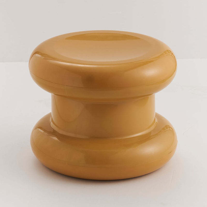 Contemporary Round Backless Plastic Chair — Matcha Green