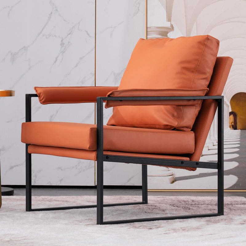 Scandinavian Velvet Leather Square Accent Chair — Sponge / Velvet / Blue