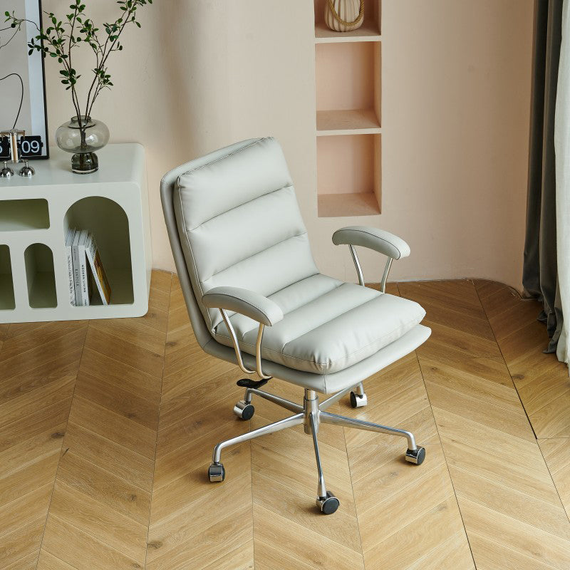 Minimalist Striped Upholstered Steel Desk Chair
