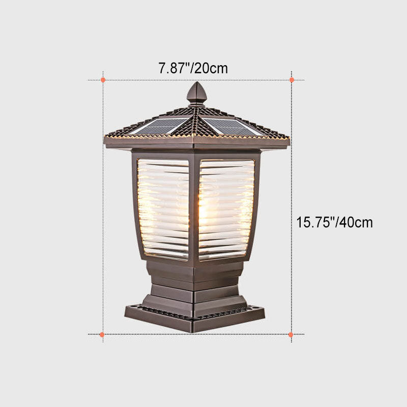 Chinese Solar Coffee Gold Square Column Landscape Light