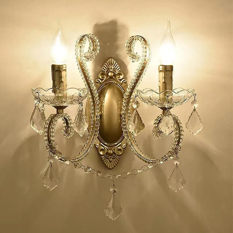 European Vintage Crystal Candelabra Wall Sconce