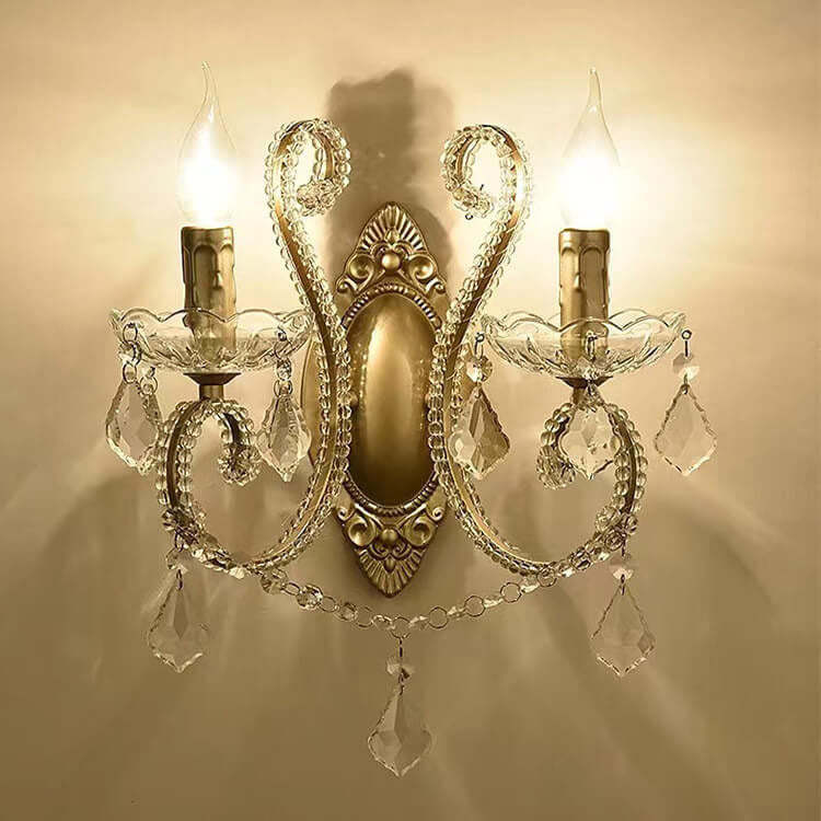 European Vintage Crystal Candelabra Wall Sconce