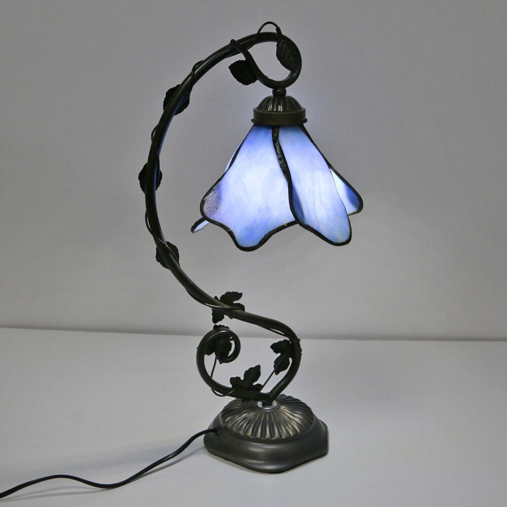 Lighom stained flower resin table lamps for hallway — Blue / 220V-240V (UK/AU)
