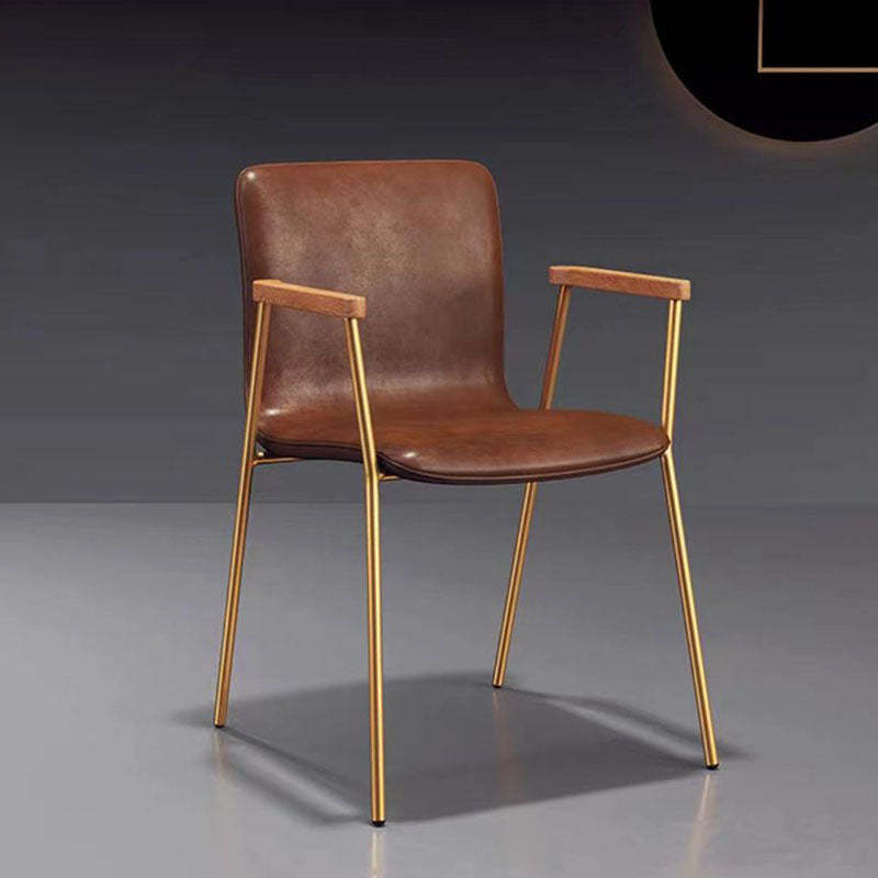 Industrial Upholstered Leather Wood Dining Chair