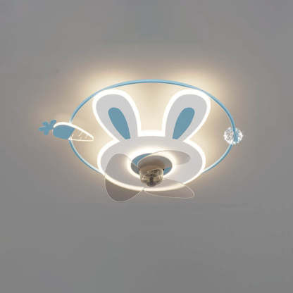 Cartoon Bunny Carrot LED Flush Mount Ceiling Fan Light