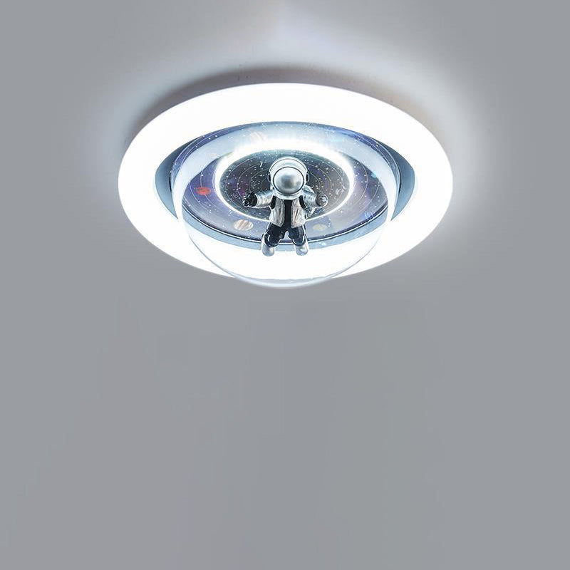 Cartoon Planet Resin Astronaut Acrylic LED Kids Flush Light