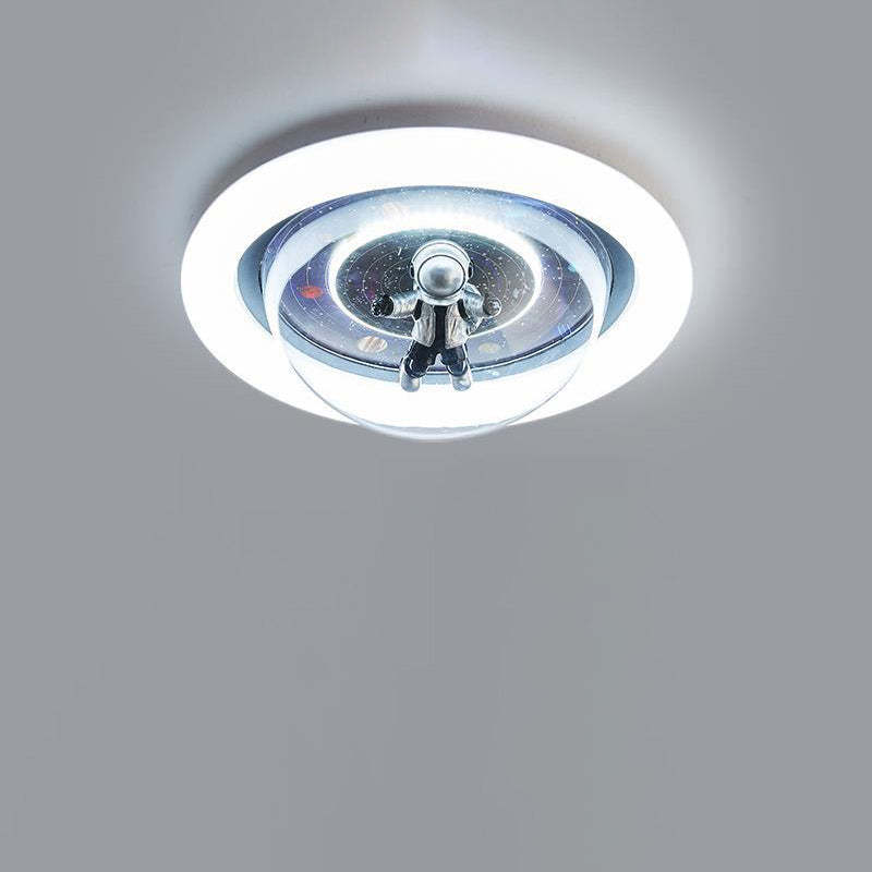 Cartoon Planet Resin Astronaut Acrylic LED Kids Flush Light