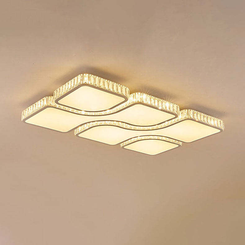 Modern Luxury Gold Rectangular Metal LED Flush Mount Light