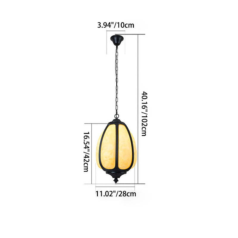 Art Deco Cast Aluminum Oval Pumpkin Pendant Light