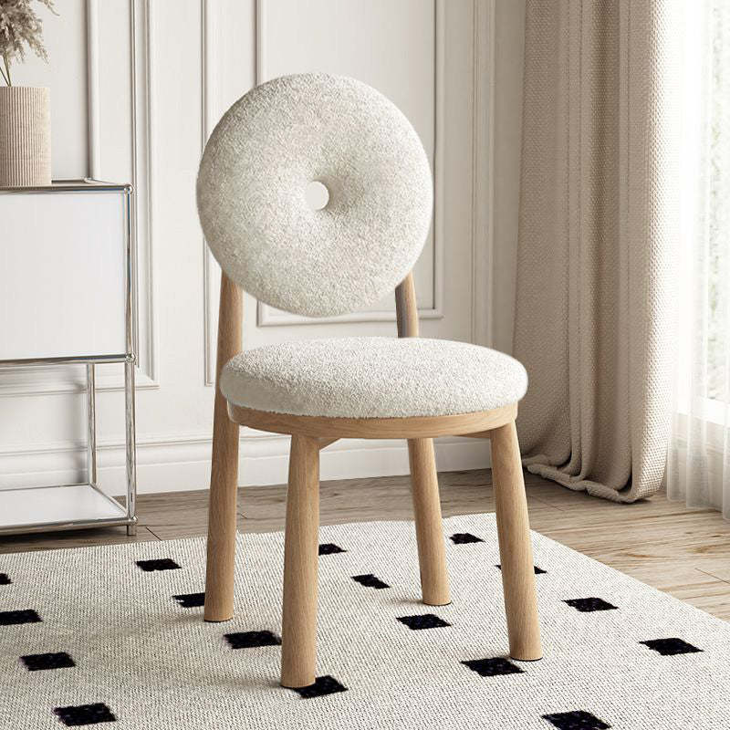 Scandinavian Lambswool Wood Iron Vanity Stool