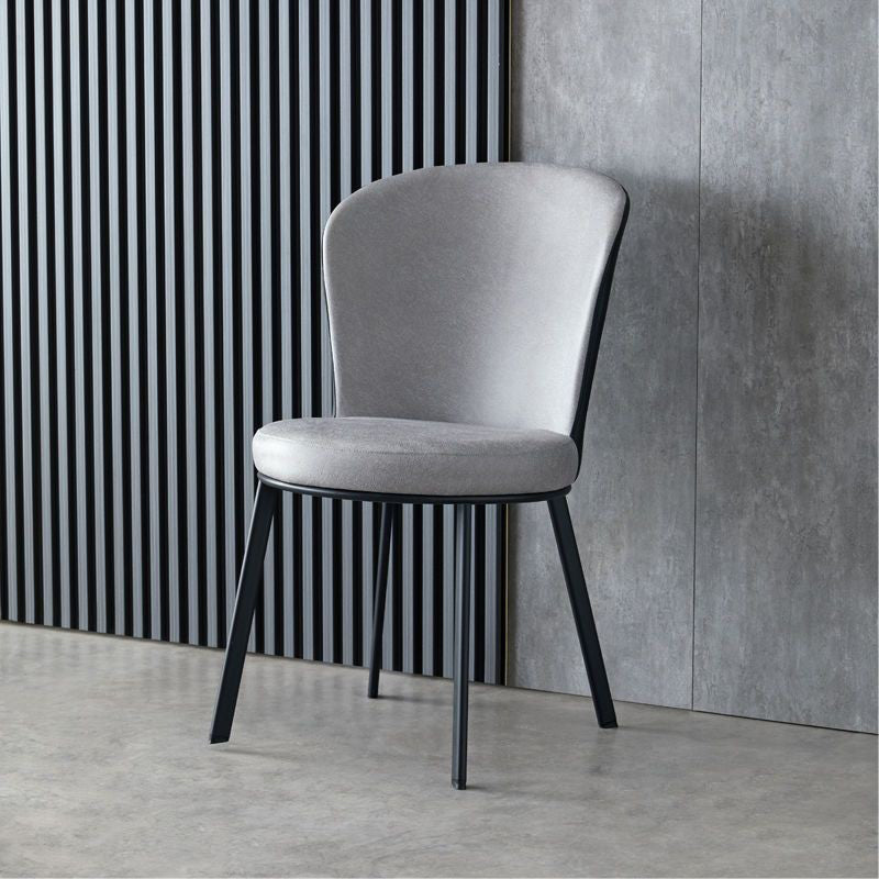 Scandinavian Round Leather Steel Dining Chair