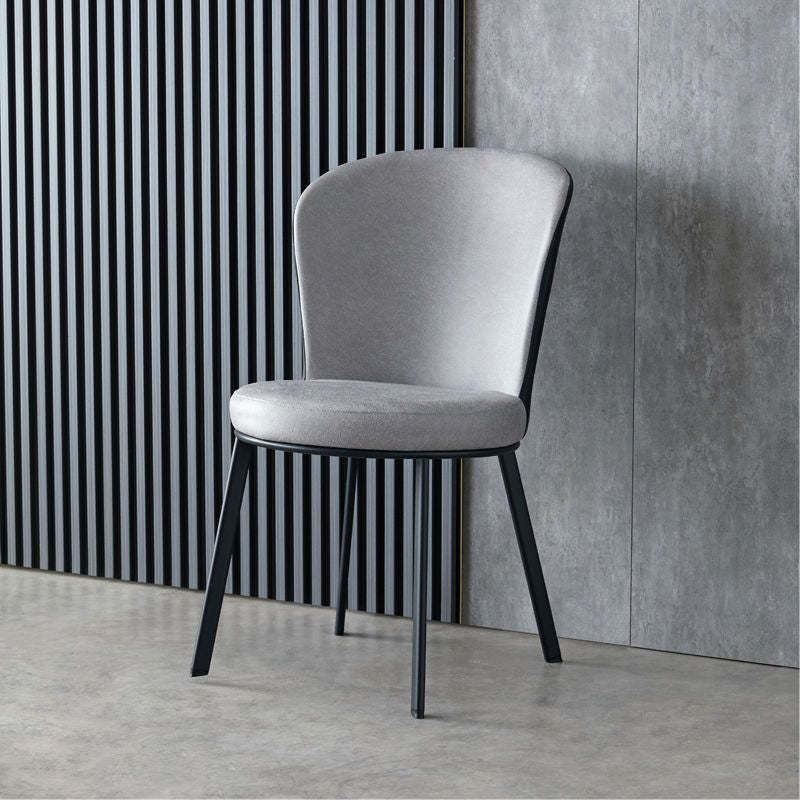 Scandinavian Round Leather Steel Dining Chair