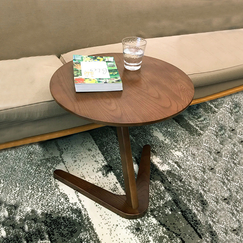 Minimalist V-Shape Base Wood Side Table