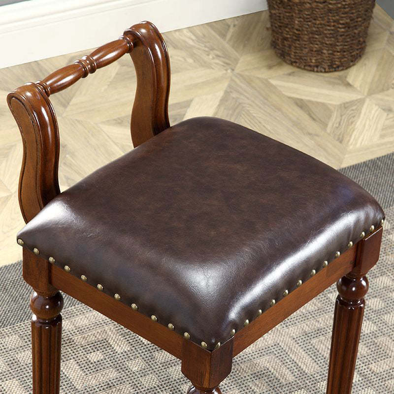 European Tufted Leather Low Back Vanity Stool