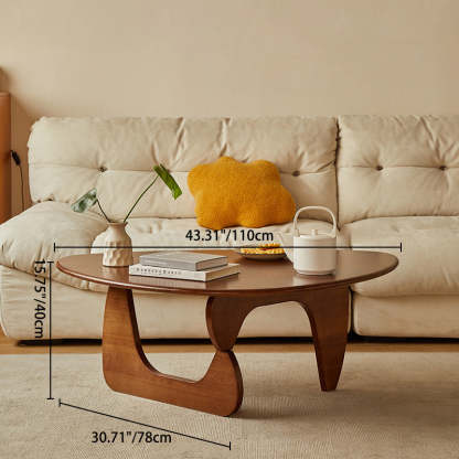 Vintage Triangle Solid Wood Coffee Table — Walnut