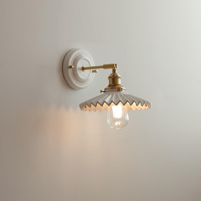 Vintage Japanese Ceramic Brass Sconce — C / 220V-240V For UK/AU