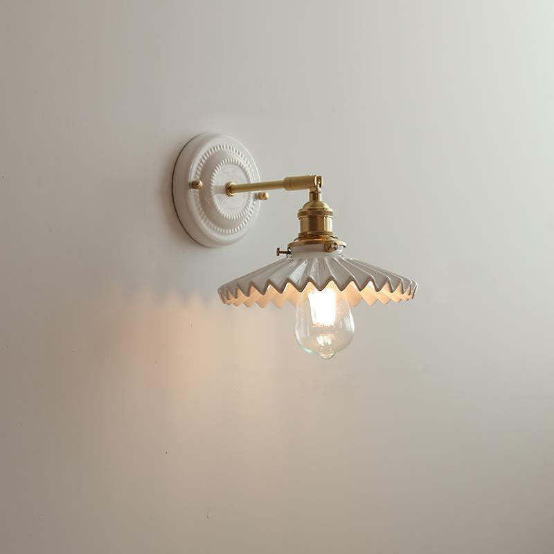 Vintage Japanese Ceramic Brass Sconce — C / 220V-240V For UK/AU