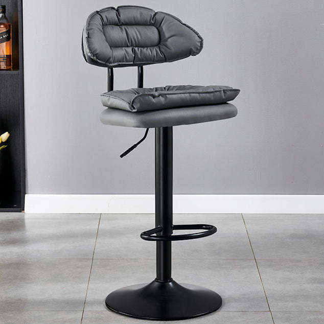 Modern Fabric Iron Semicircular Counter Stool — Low / Light Gray / Chrome