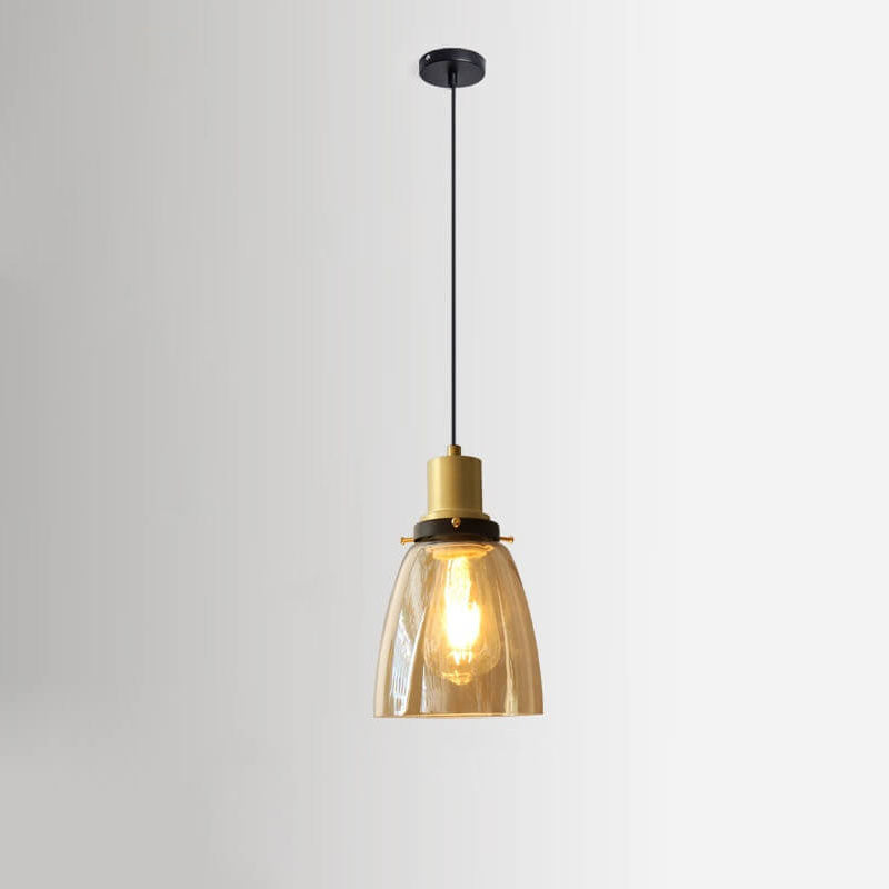 Vintage Semi-Circular Cone Cup Iron Glass Pendant Light