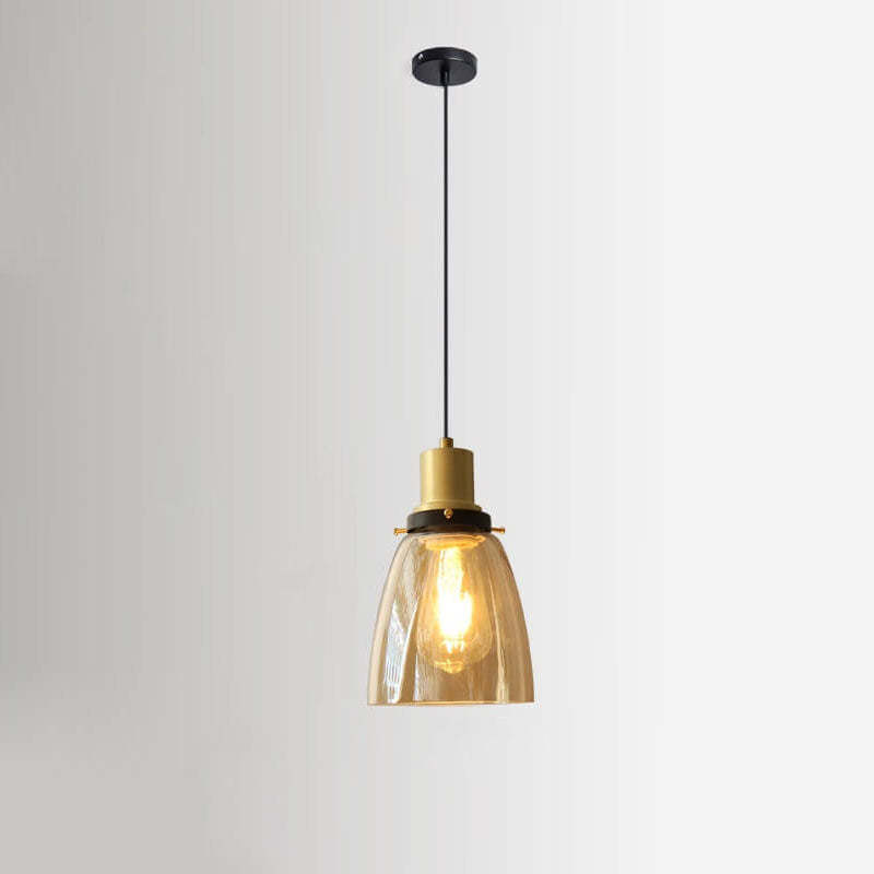 Vintage Semi-Circular Cone Cup Iron Glass Pendant Light