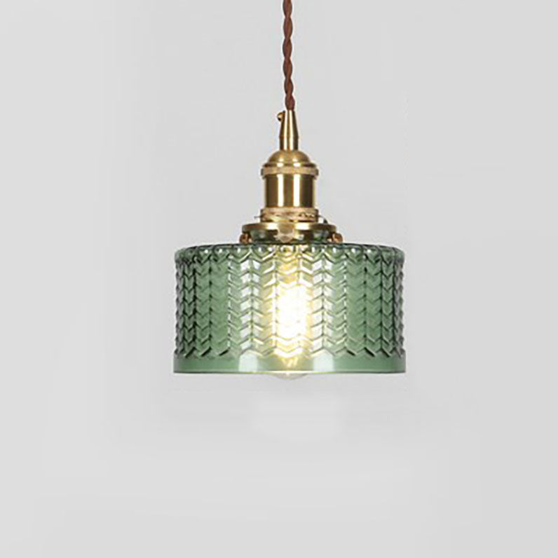 Japanese Vintage Brass Glass Jar Pendant
