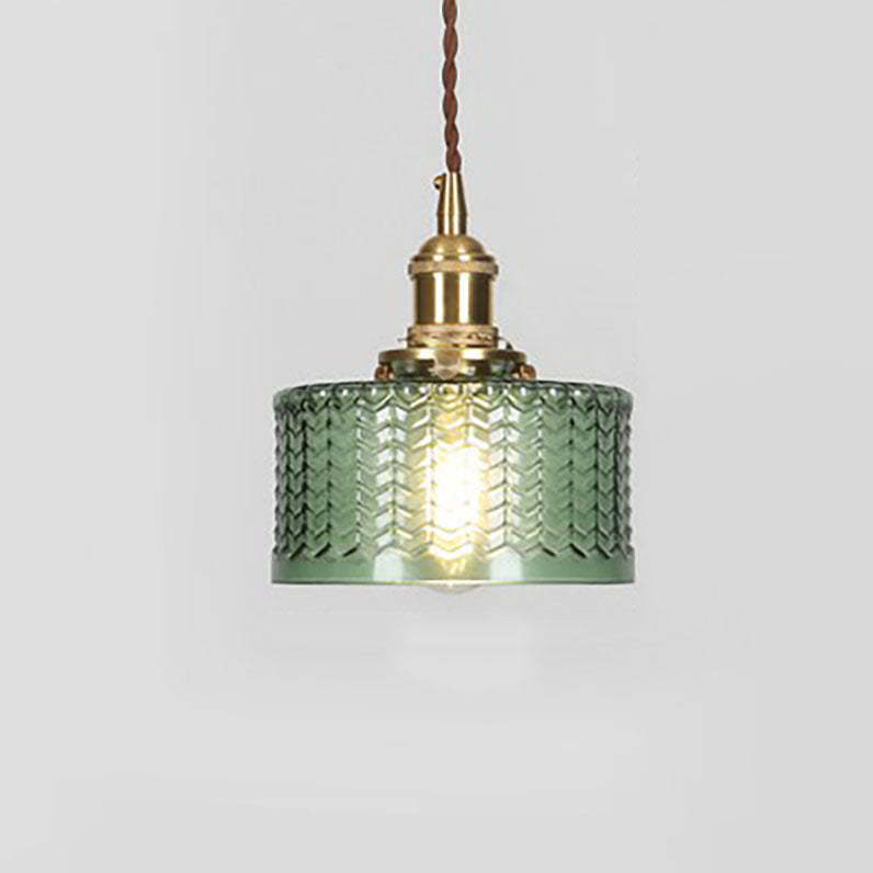 Japanese Vintage Brass Glass Jar Pendant