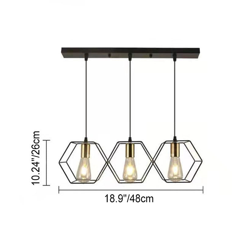 Industrial Vintage Geometric Iron Island Chandelier
