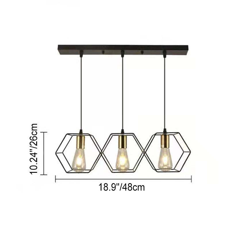 Industrial Vintage Geometric Iron Island Chandelier