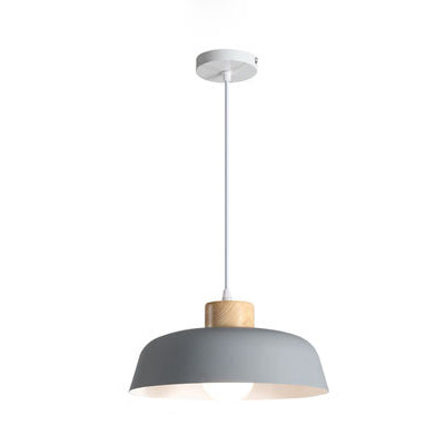Minimalist Round Aluminum Wood Pendant Light
