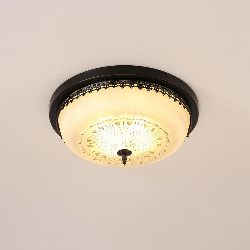 European Vintage Round Bowl 3/4-Light Flush Mount
