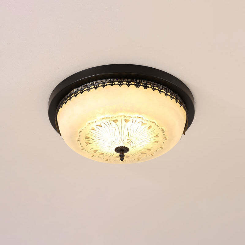 European Vintage Round Bowl 3/4-Light Flush Mount