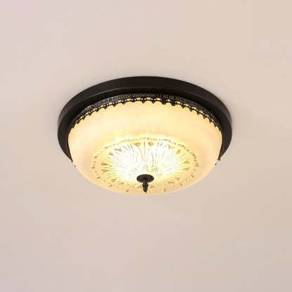 European Vintage Round Bowl 3/4-Light Flush Mount