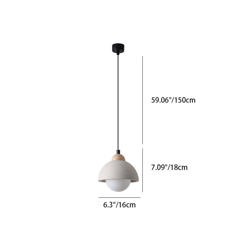 Scandinavian Cement Dome Glass Pendant Light