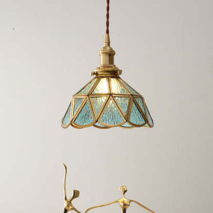 Nordic pattern cone pendant lighting in brass glass