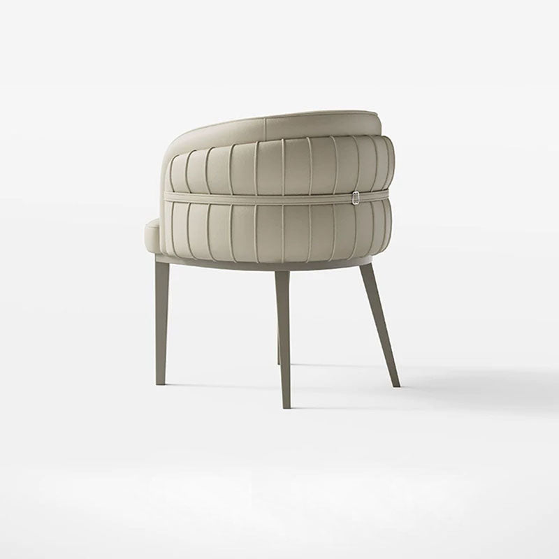 Modern Round Upholstered Leather Steel Dining Chair