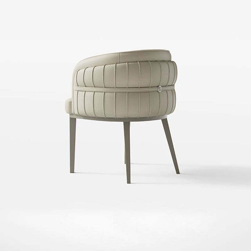 Modern Round Upholstered Leather Steel Dining Chair