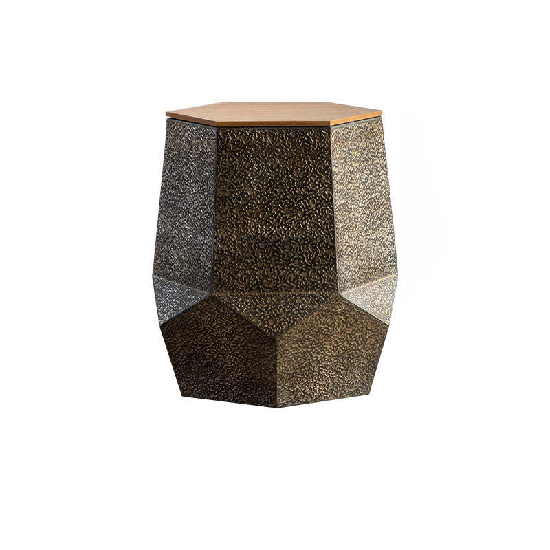 Retro Polygon Iron Pine Coffee Table