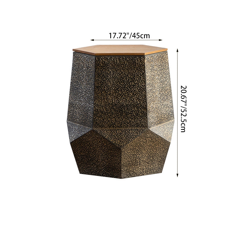 Retro Polygon Iron Pine Coffee Table