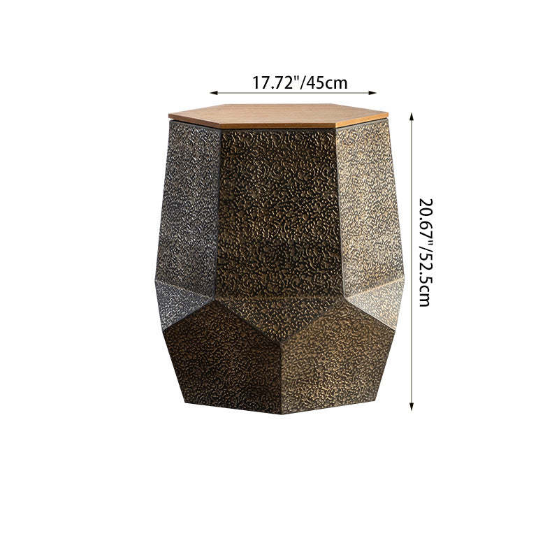 Retro Polygon Iron Pine Coffee Table