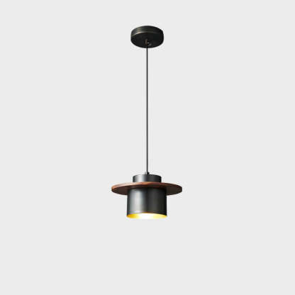 Nordic Luxury Walnut Brass Column Pendant Light