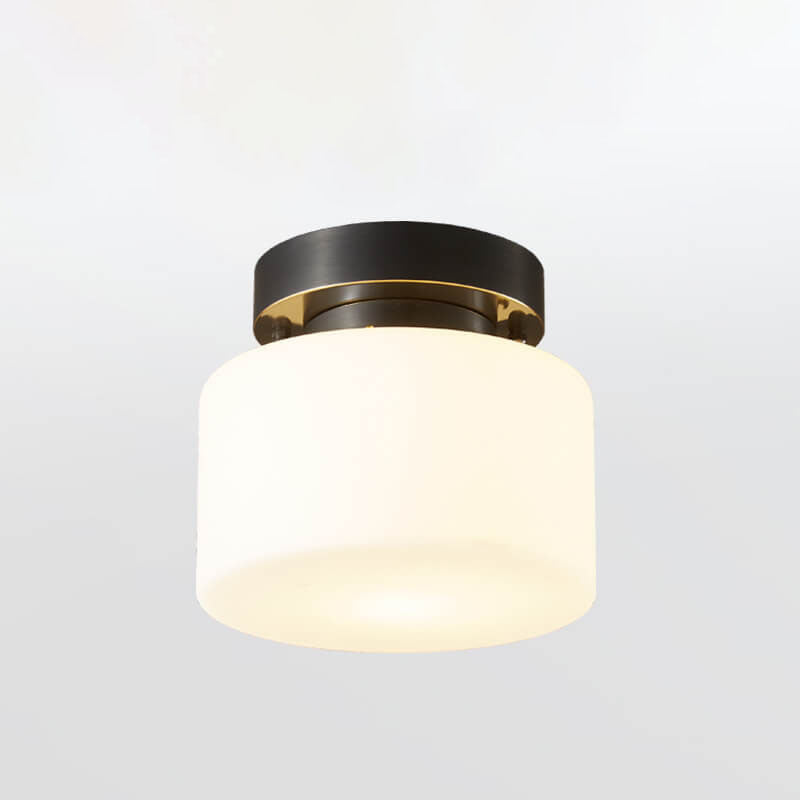 Minimalist Drum Glass Copper Ceiling Light