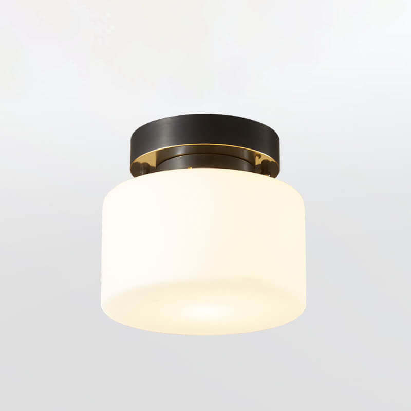 Minimalist Drum Glass Copper Ceiling Light