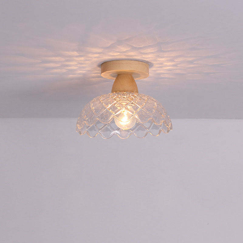 Japanese Minimalist Log Glass Ceiling Light