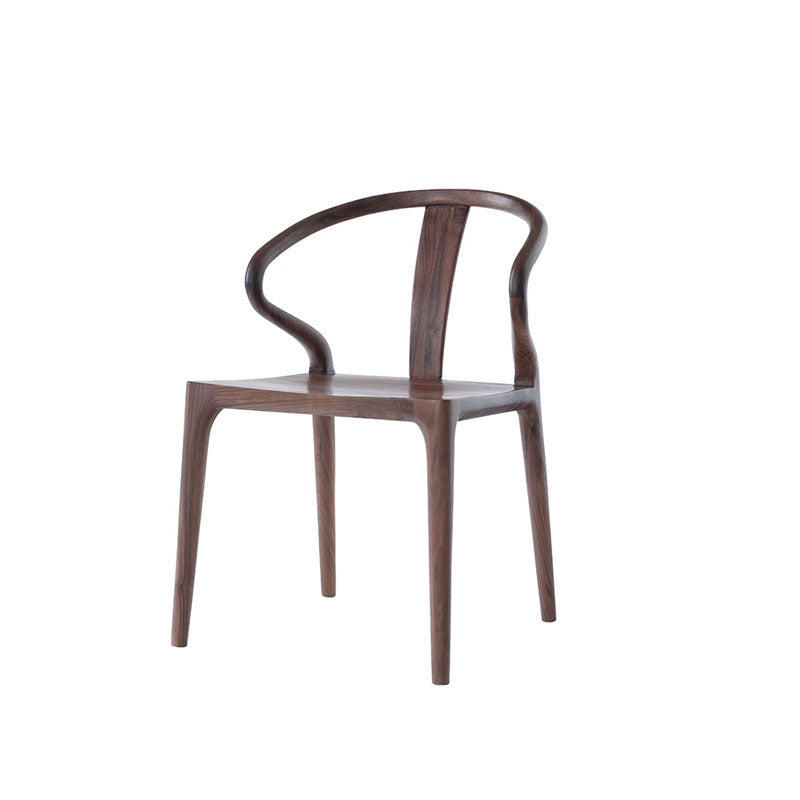 Traditional Chinese Walnut Curved Dining Chair