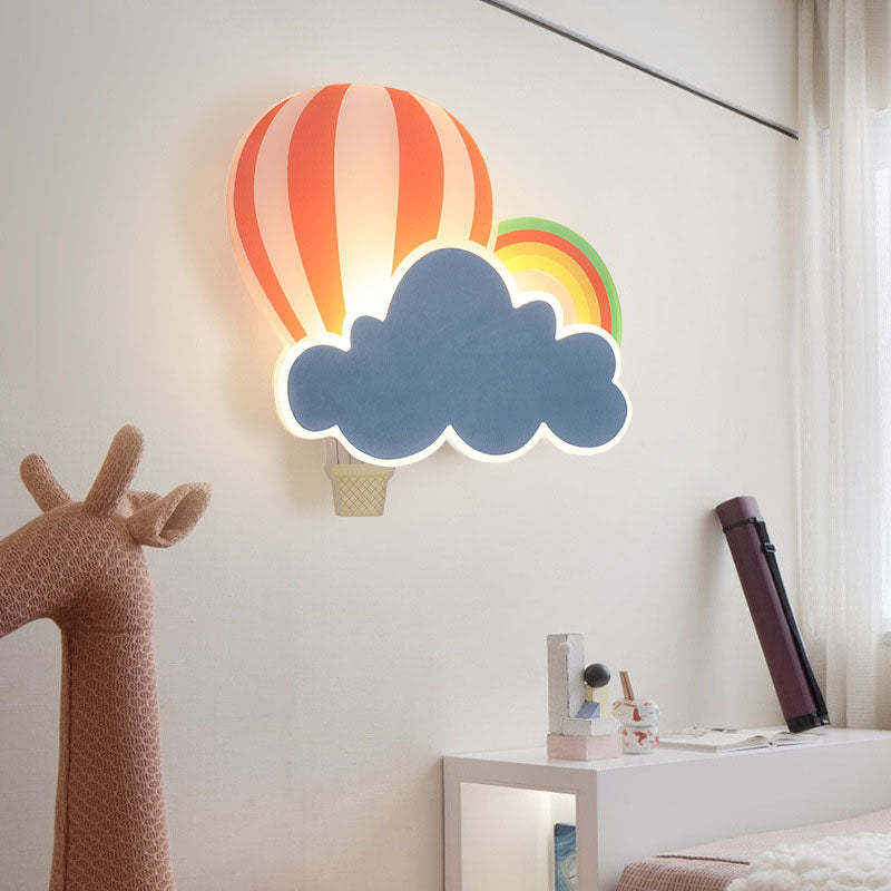 Kids Hot Air Balloon Cloud Iron Acrylic LED Wall Sconce