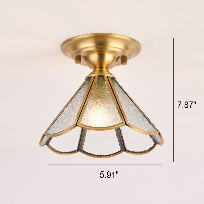 European Brass Glass Cone Ceiling Light — F / 220V-240V For UK/AU