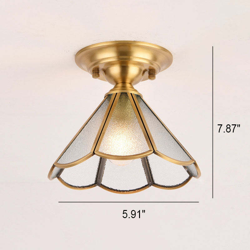 European Brass Glass Cone Ceiling Light — F / 220V-240V For UK/AU