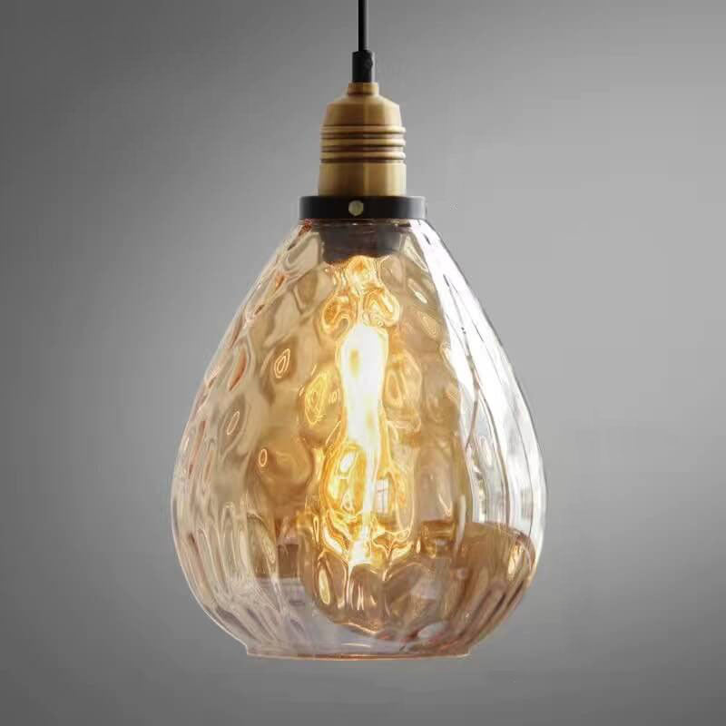 Nordic Vintage Amber Water Glass Dome Pendant