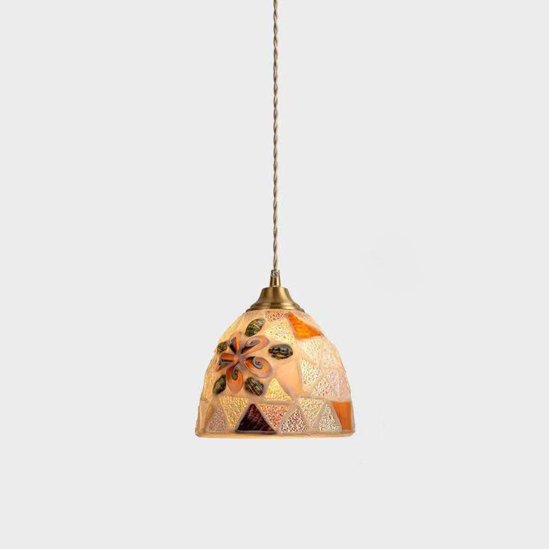 Tiffany Shell Stained Glass Semicircle Pendant Light