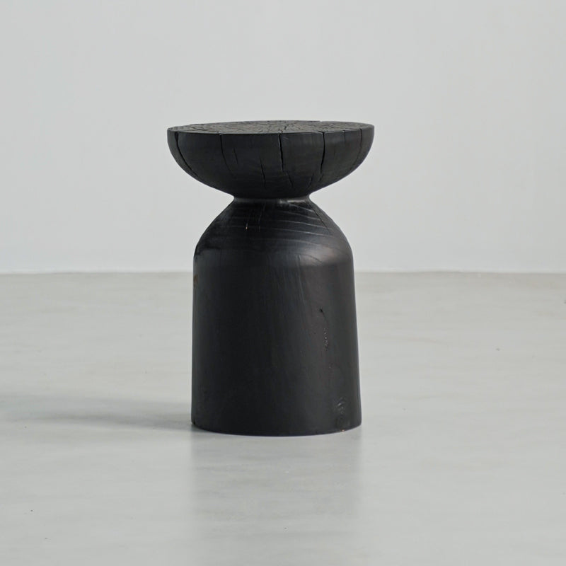 Japanese Wabi-Sabi Wood Geometric End Table — E